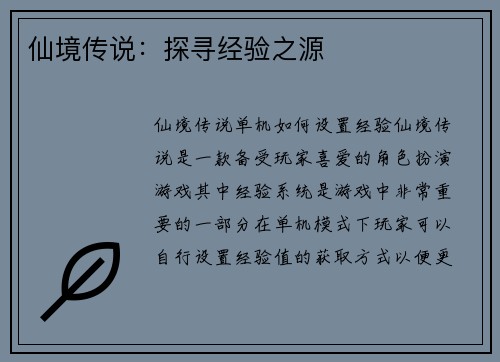 仙境传说：探寻经验之源